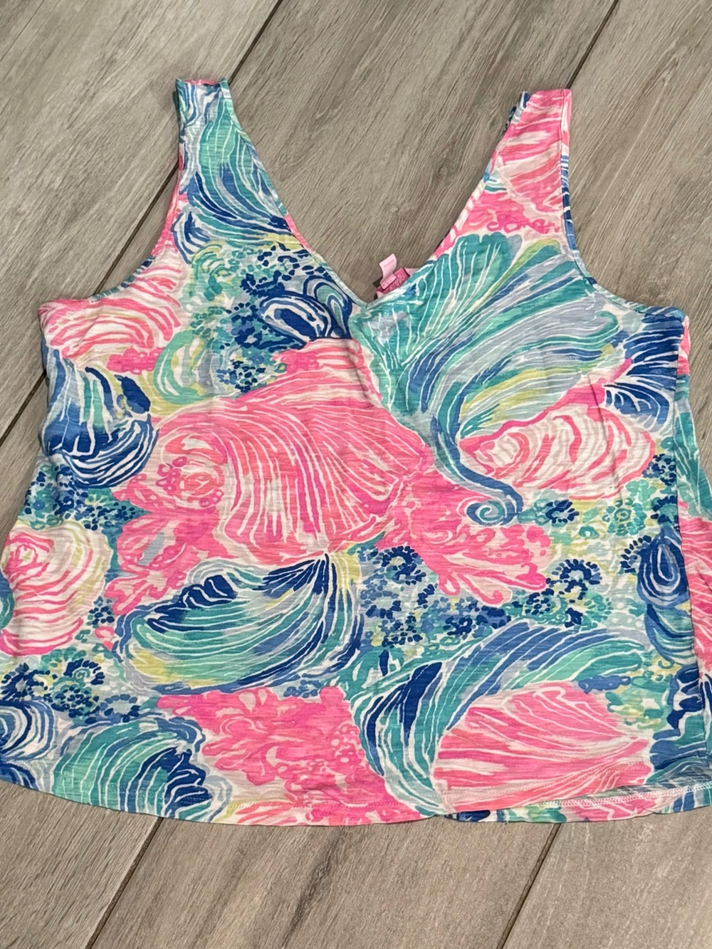 Lilly Pulitzer Multicolor Coastal Wave Print Tank Top - Pink, Blue, Green
